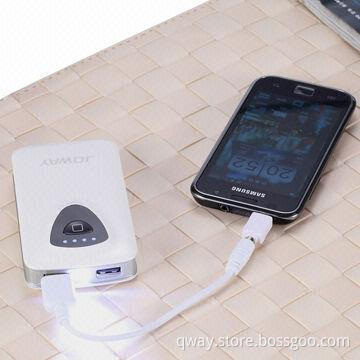 7,000mAh High-capacity Power Bank with LED Light, DC 5V/0.6A and 2.1A Output, DC 5V/1.5A Input